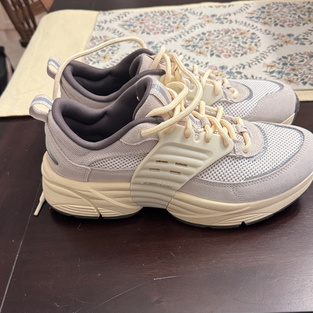 Jordan Cream and Gray Athletic Shoes